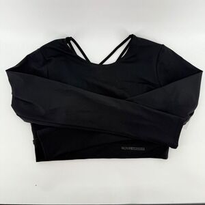 Fashion Nova‎ Sport Black Long Sleeve Crop Top Open Back Activewear Womens XL